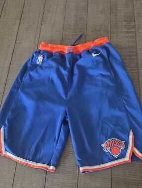 Nike Kids Blue and Orange New York Knicks Basketball Shorts